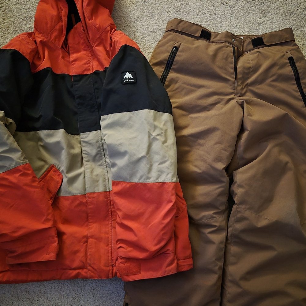 Burton Red and Tan Snow Jacket and Pants Set